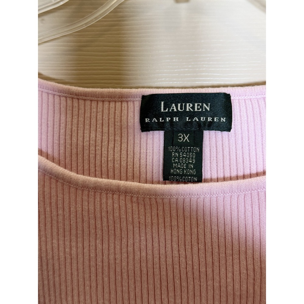 Lauren Ralph Lauren Sweater Womens 3X Pink Excellent Ribbed Cotton Boat Neck - Picture 3 of 4